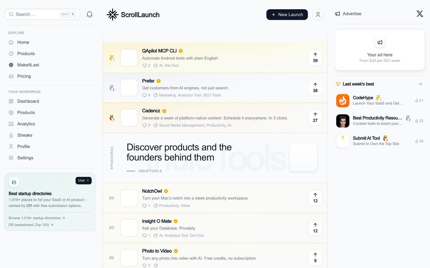 ScrollLaunch screenshot 1